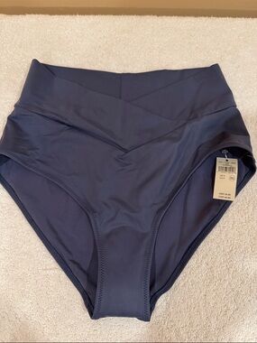 aerie Navy Blue High-Waist Swim Bottoms
